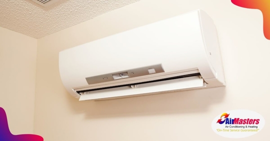 A ductless mini split mounted on a wall
