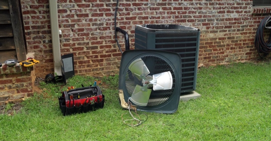 Deconstructed outdoor HVAC unit