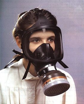 Woman wearing filtration mask